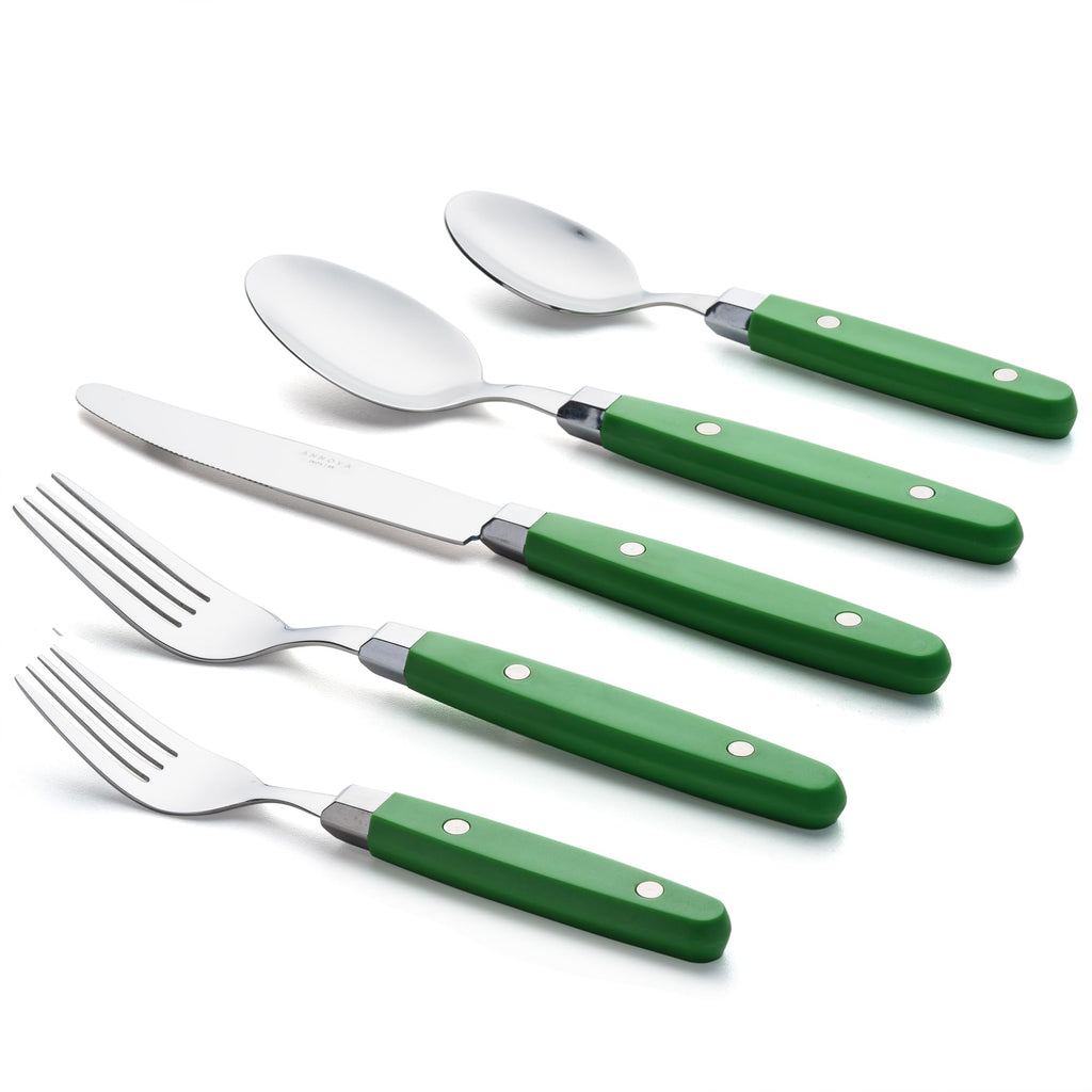 ANNOVA Silverware Set, Retro/Rivet Colorful Stainless Steel Tableware Kitchen Flatware Set Utensils, Includes Dinner Knives, Forks, Spoons, Salad Forks & Dessert Spoons (Brown, 20 Pieces)