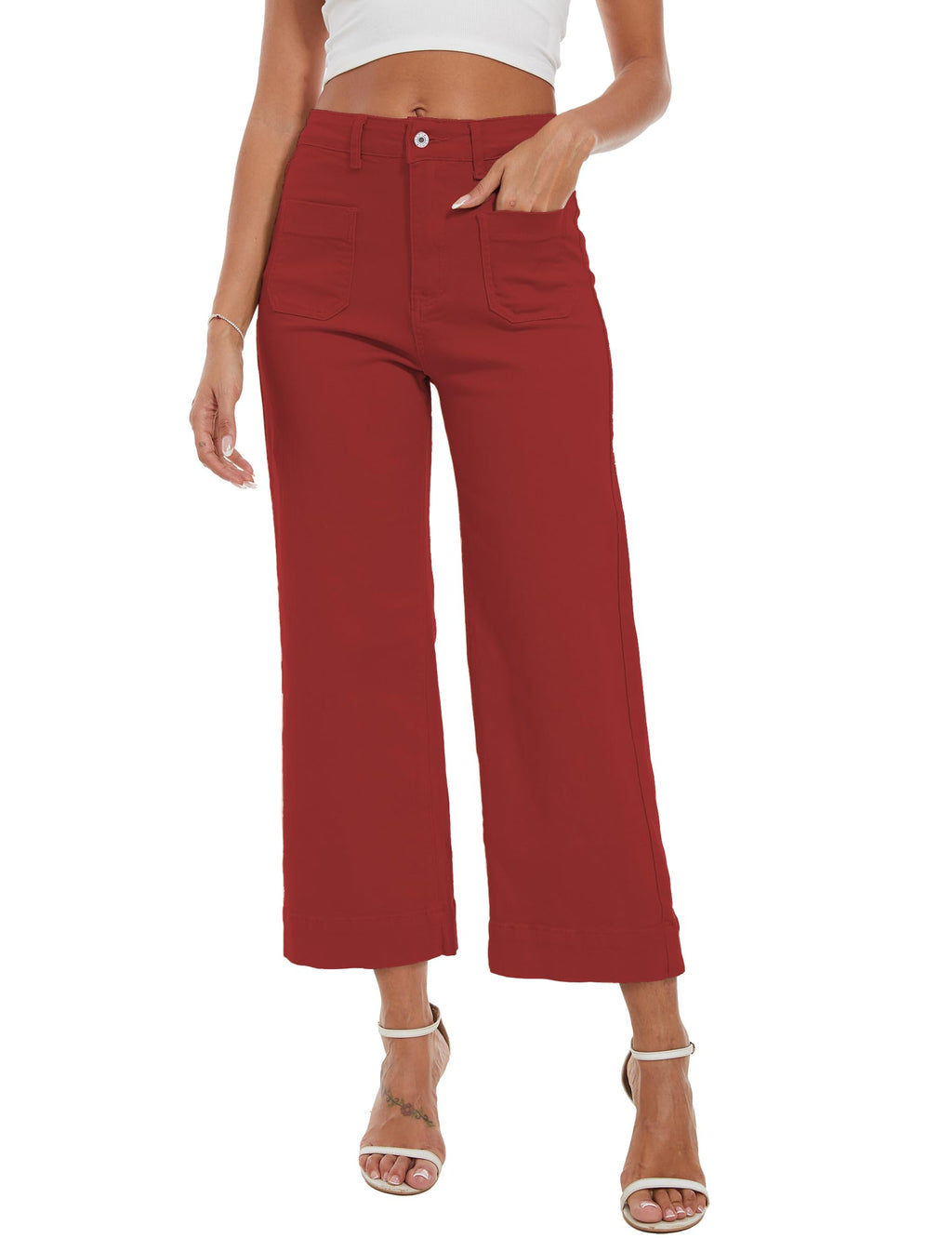 Wide Leg Jeans for Women Trendy High Waisted Flare Jeans Cropped Pants Stretchy Baggy