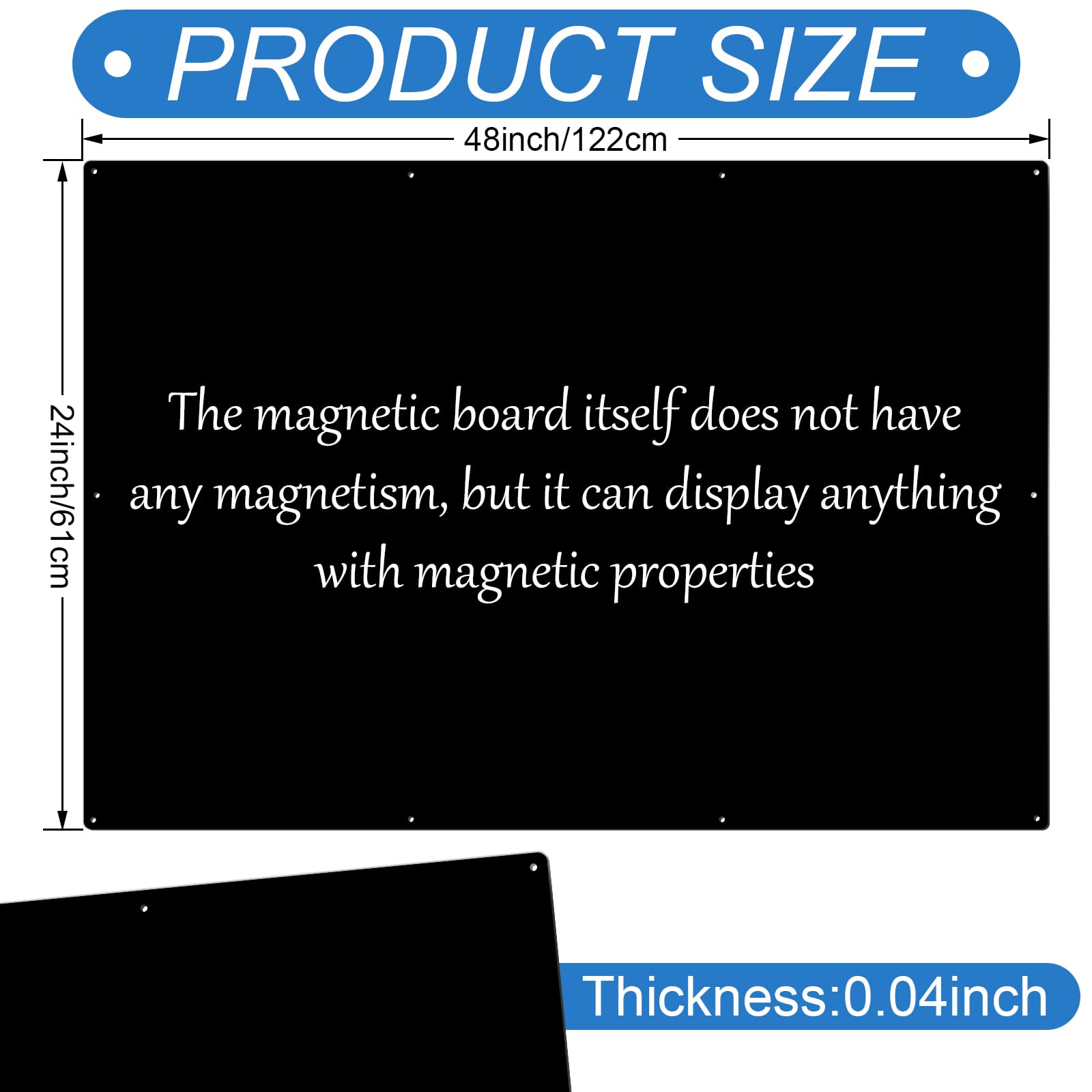Ireer Magnetic Board Steel Magnet Bulletin Boards for Walls to Display Magnetic Notes Photos for Home Office Classroom, Pre Drilled with Screws and Dry Wet Erase Feature(Black,24 x 48 Inch)