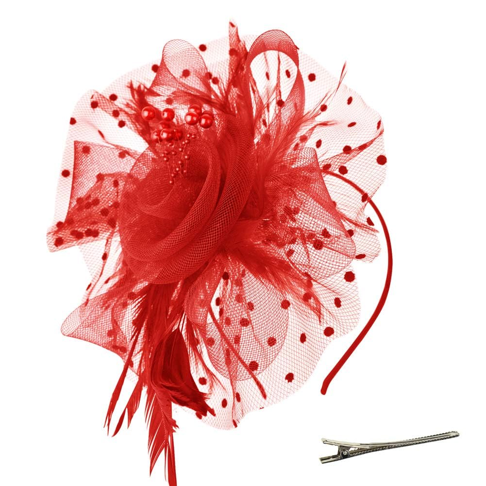 AQOKKA Women Fascinators Hats Flower Fascinators with Headband and Clip Tea Party Headwear for Women and Girls