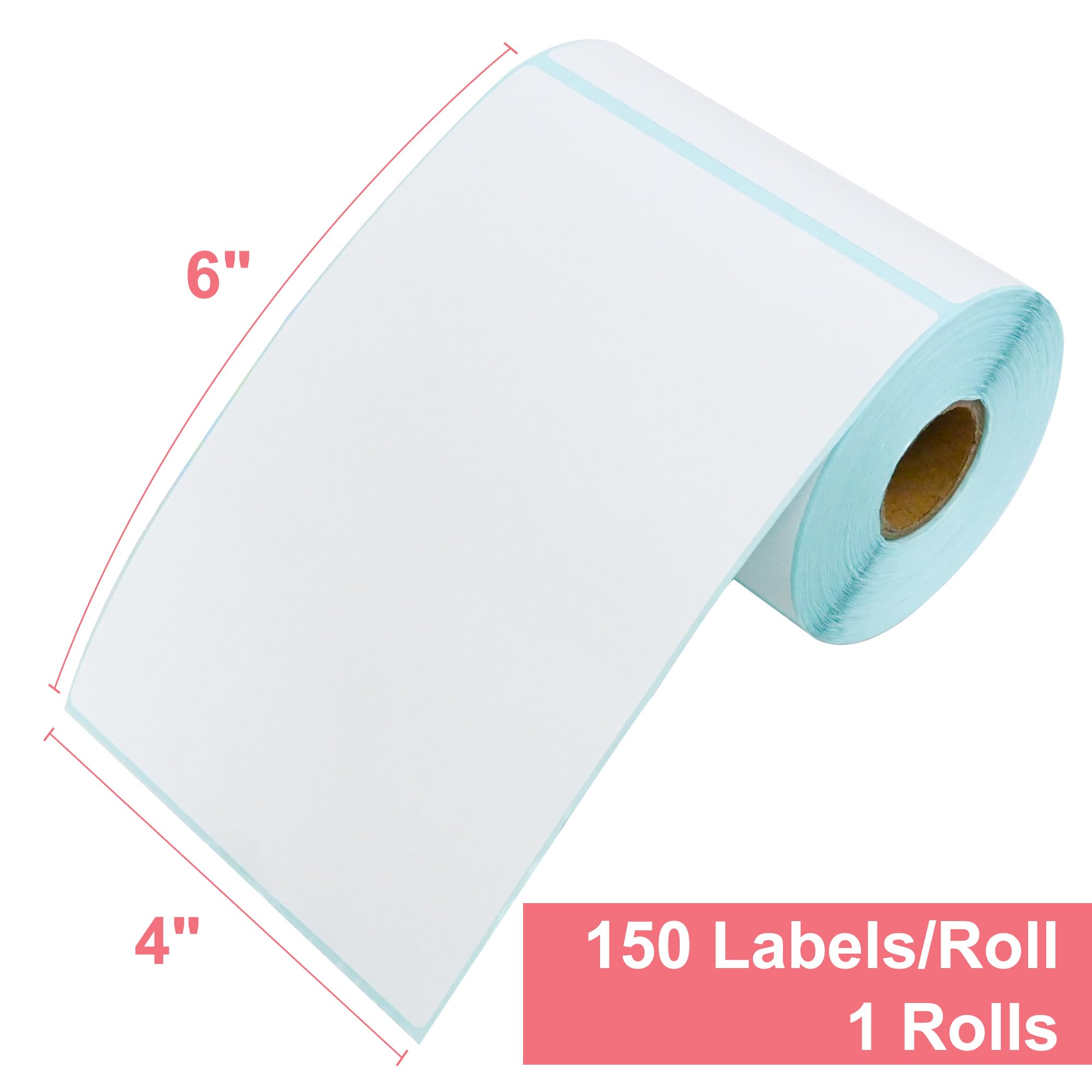 L LIKED 150 PCS 4"x6" Thermal Shipping Labels, White Perforated & Strong Adhesive Direct Thermal Labels (1 Roll), for Postage, Mailing & Shipping