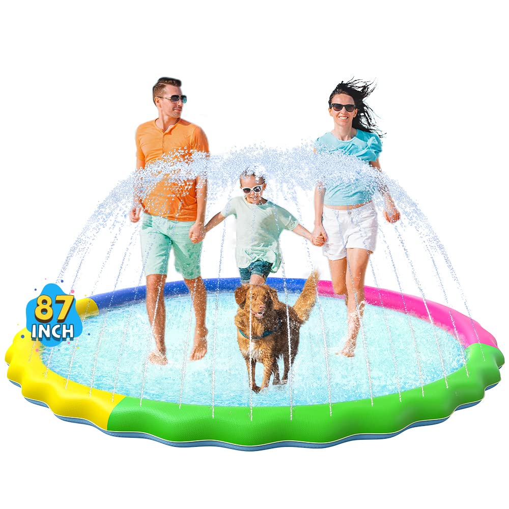 VISTOP 67" Non-Slip Splash Pad for Kids and Dogs, Thickened Sprinkler Pool for Toddlers, Outdoor Backyard Water Toys, Fun Fountain Play Mat for Babies, Children & Pets Blue