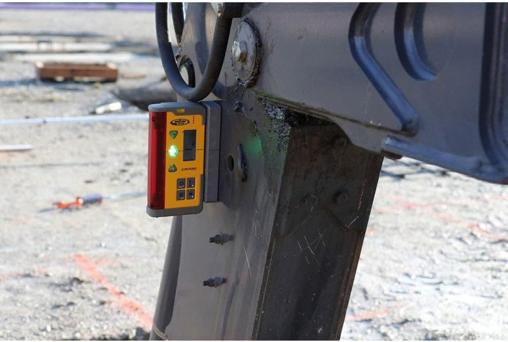 Spectra Precision HR150U Laser Receiver for Interior Leveling with red or green beam rotating lasers. Dual Sided LED Display, Magnetic Mount, Includes Rod Clamp and Alkaline Batteries