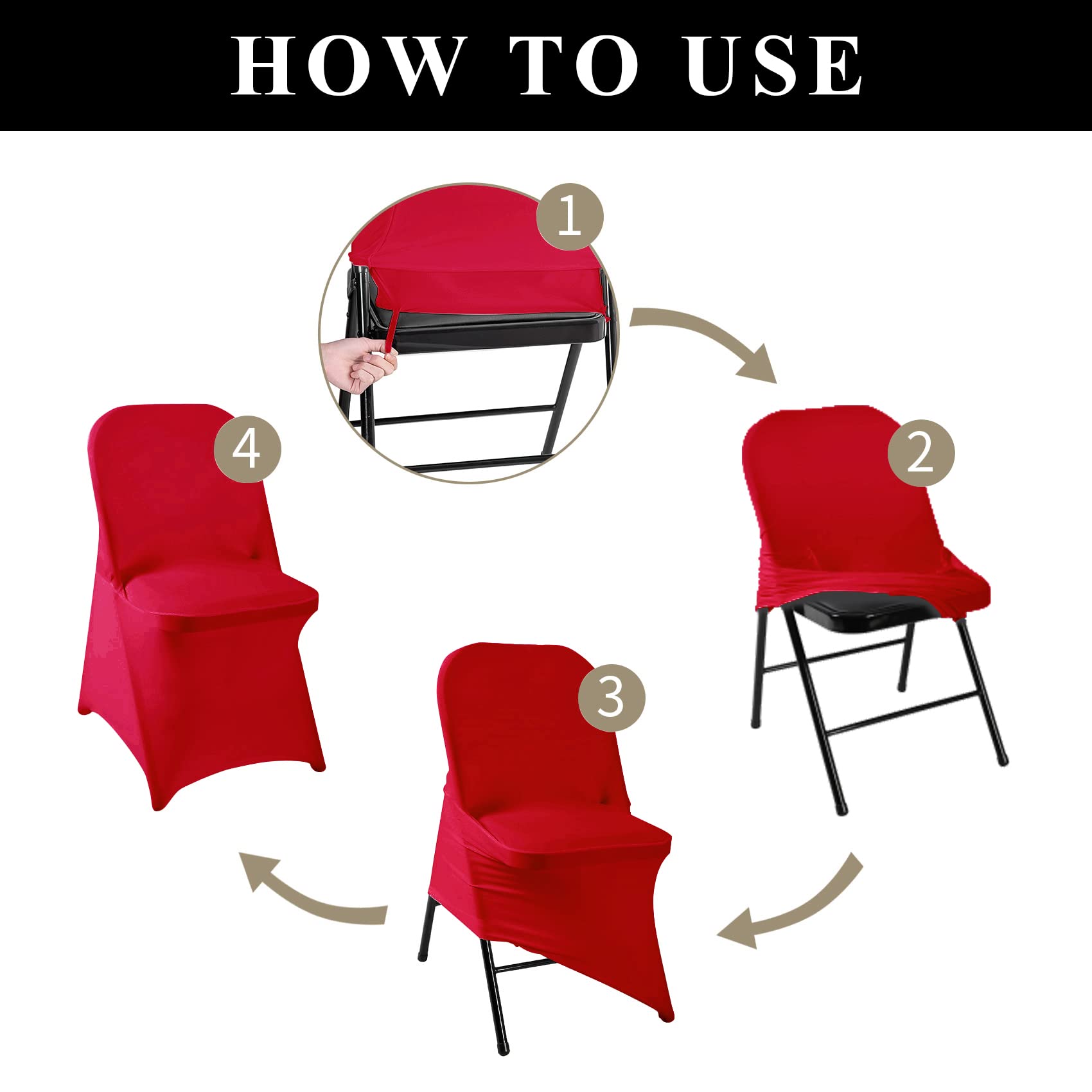 magalo 12 Pack Black Spandex Folding Waterproof Chair Cover, Stretch Chair Cover Protector for Wedding, Party, Dining Banquet and Other Special Events