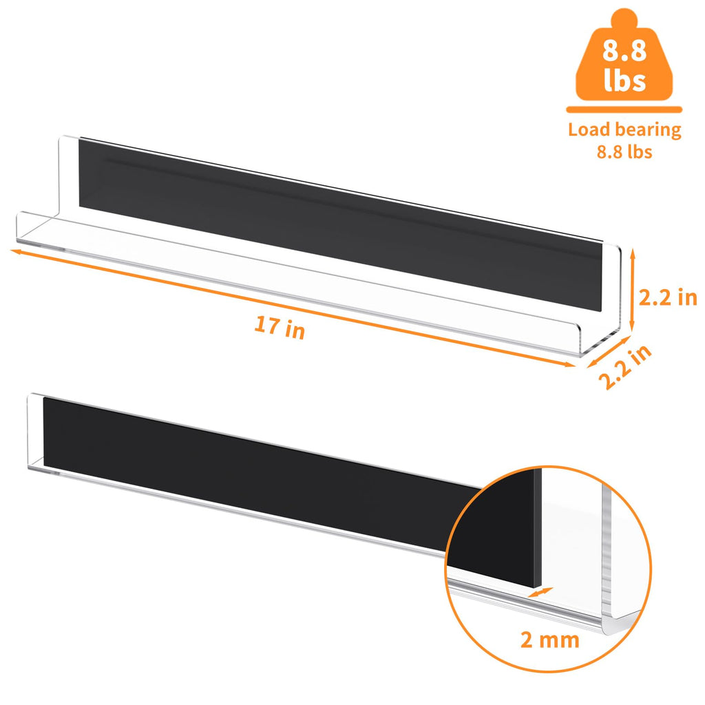 Magnetic Book Shelf for Whiteboard, Reusable Acrylic Book Display Shelf with Strong Adsorption Capacity, Magnetic Book Holder for Classroom Refrigerator Office Teacher Kids, Black