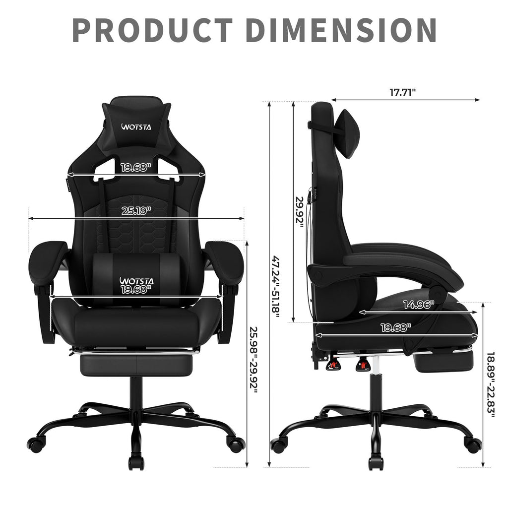 Gaming Chair with Footrest,High Back with Massage Reclining Computer Chair， Big and Tall Racing Gaming Chair Ergonomic Game Chair for Adults PVC Leather (Red)