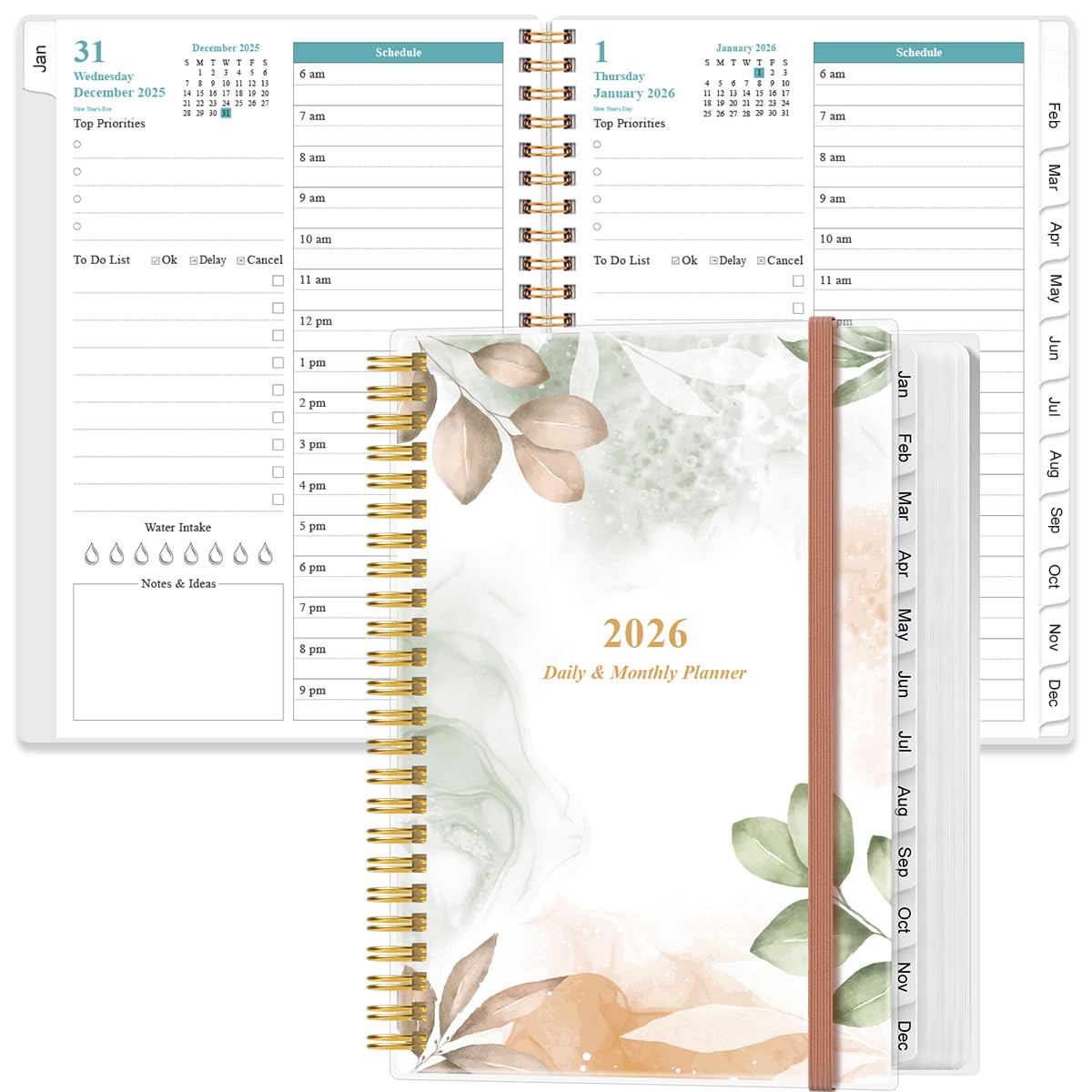 2026-2027 Daily & Monthly Planner - One Page Per Day, Daily Planner from July 2026 to June 2027, Planner 2026-2027 with 12 Monthly Tabs, 6.4" x 8.5", Black