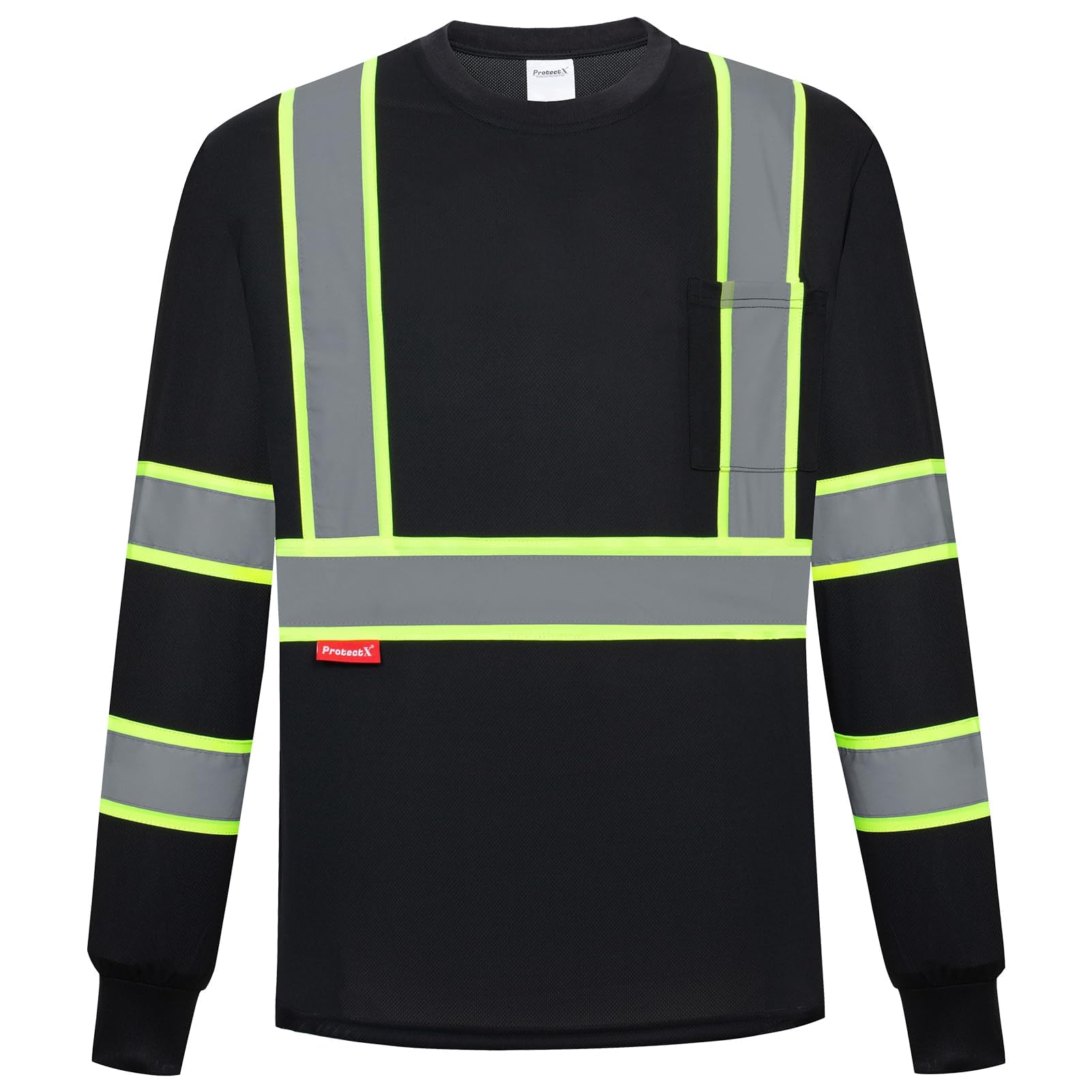 ProtectX High Visibility Long Sleeve Shirts Reflective Hi Vis Safety Shirt for Men Women Class 2-3 Construction Shirt 1 Pack