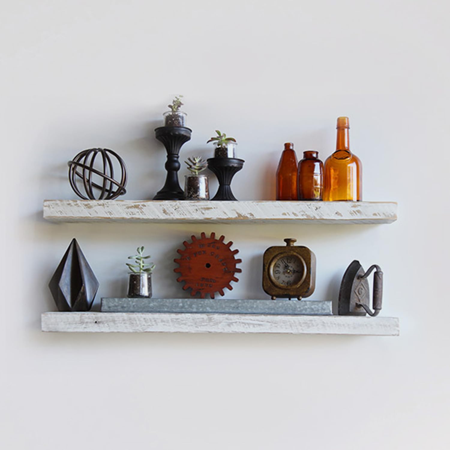 Urban Legacy Reclaimed Barnwood Planks | Floating Shelves for Wall w/Flush Mount Shelf Bracket Set Included | Set of 2 (Coffee Bean, 18"x 4.5"x 2")