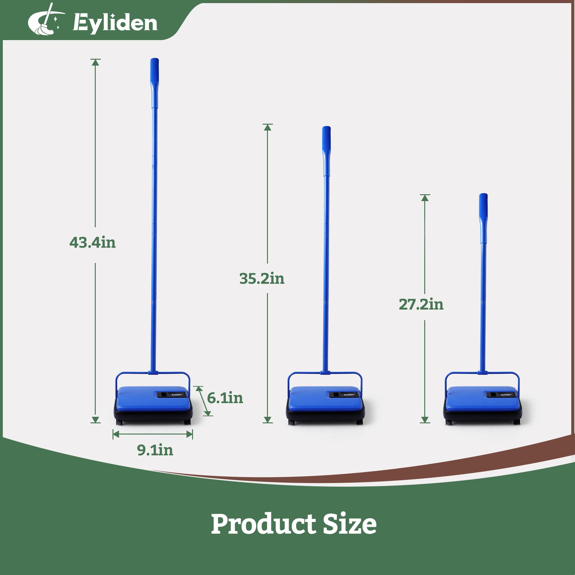 Eyliden Carpet Sweeper, Mini Size Lightweight Hand Push - No Noise, Non-Electric, Easy Manual Sweeping Only for Carpet Cleaning (Black)
