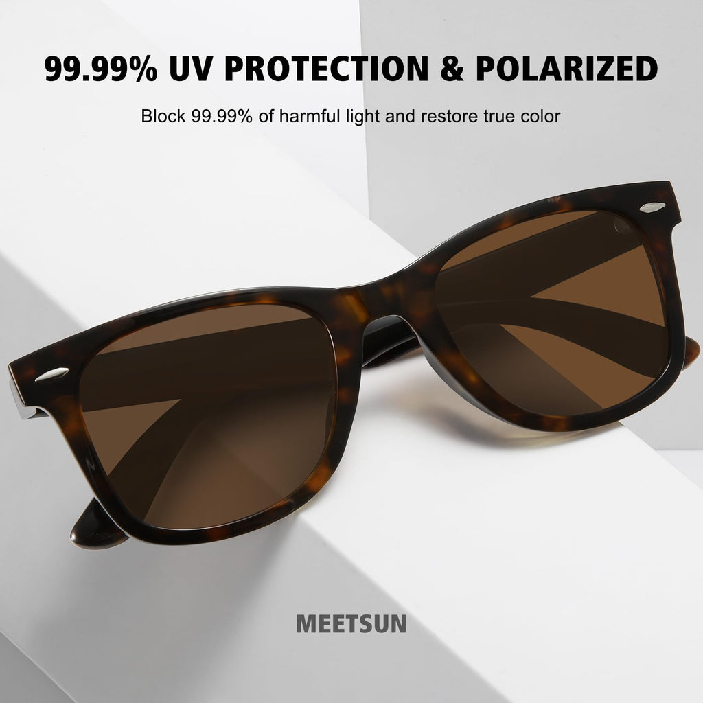 MEETSUN Retro Polarized Sunglasses for Women Men Classic Mirror Lens Driving Trendy Sun Glasses UV Protection (3 Pack)