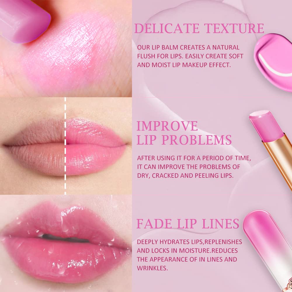 evpct 2Pcs Blueberry Tinted Lip Balms PH Lip Color Changing Lipstick Balm Stain Gift Set Queen for Women Girls Korean Mood Long Lasting Color Change Light Pink Lipstick Lip Tint Plumper Gloss
