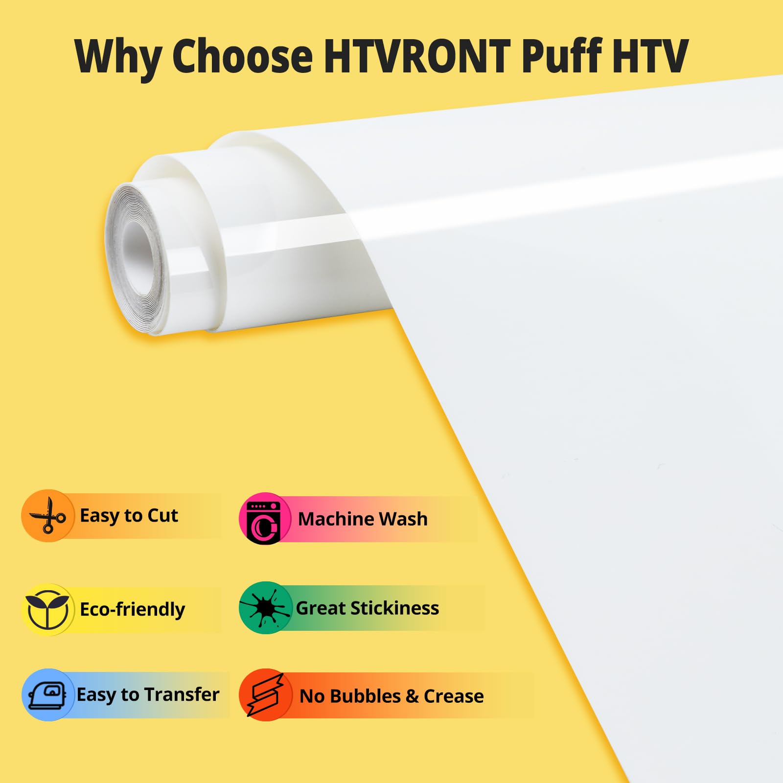 HTVRONT Smart Iron On Vinyl, Black HTV - 13" x 3FT Heat Transfer Vinyl - HTV Vinyl Compatible with Cricut Maker & Explore – Matless Cutting for Long Cuts, Easy to Cut & Weed for Heat Transfer Design
