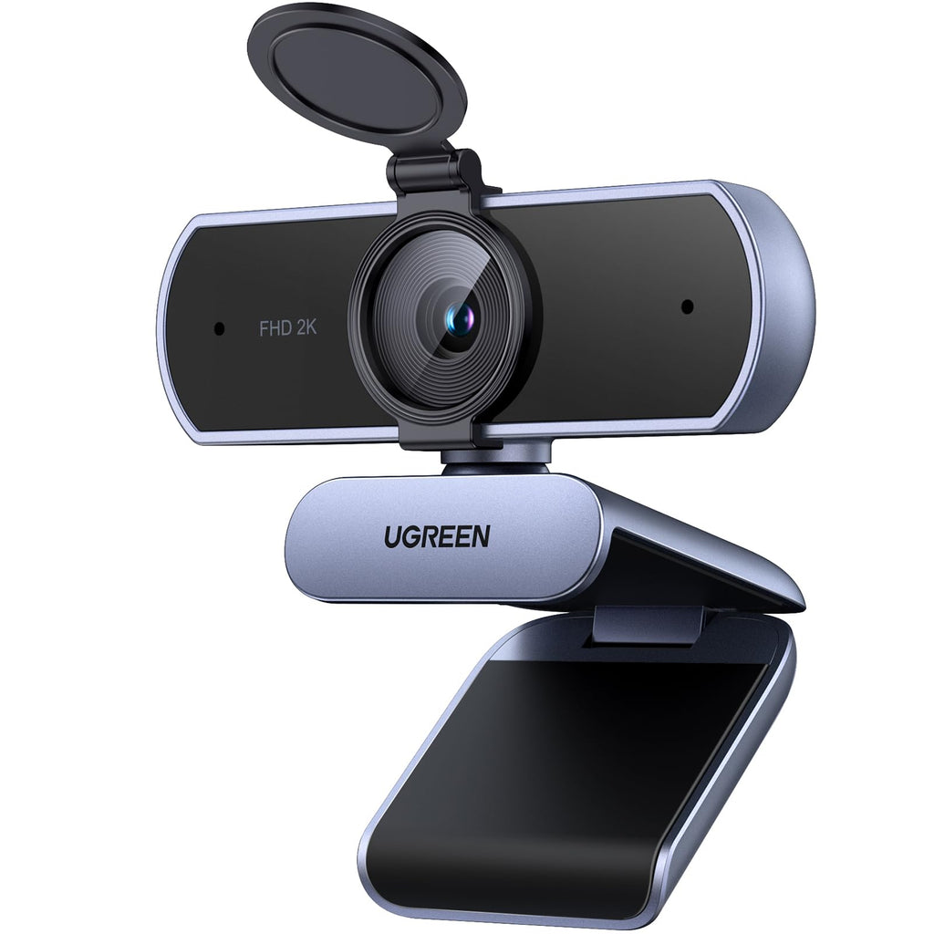 UGREEN 2K Webcam for PC Ultra HD 1080P Computer Webcam with Microphone, PC Camera with Privacy Cover, USB Web Camera for Streaming, Conference, Video Calling, Zoom, Skype, Teams, FaceTime, Grey