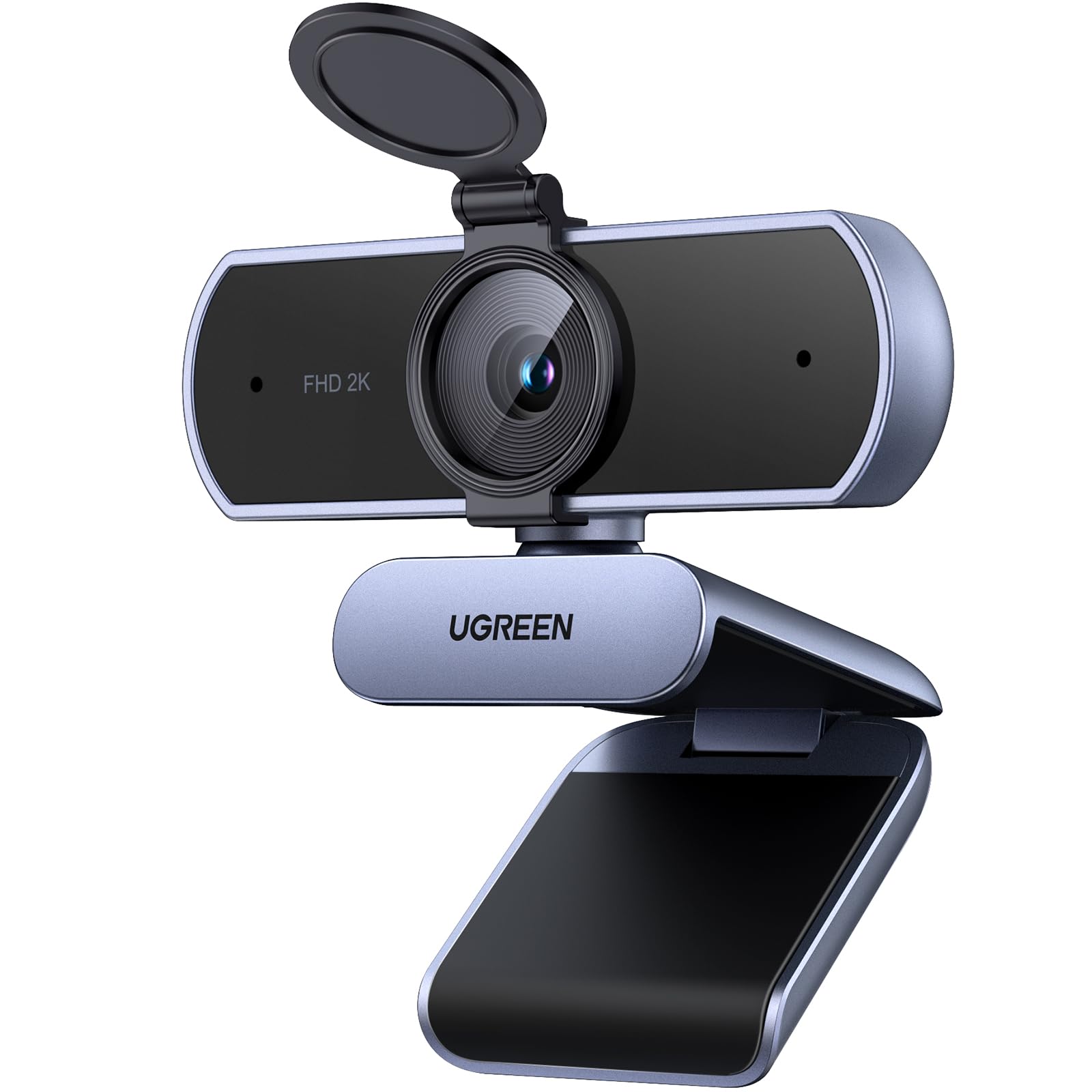 UGREEN 2K Webcam for PC Ultra HD 1080P Computer Webcam with Microphone, PC Camera with Privacy Cover, USB Web Camera for Streaming, Conference, Video Calling, Zoom, Skype, Teams, FaceTime, Grey