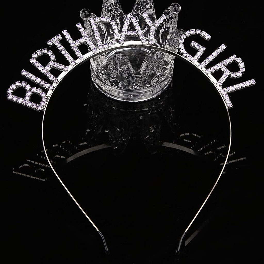 AOPRIE Birthday Girl Headband - Baroque Tiara for Women & Girls, Princess Crown Rhinestone Accessory