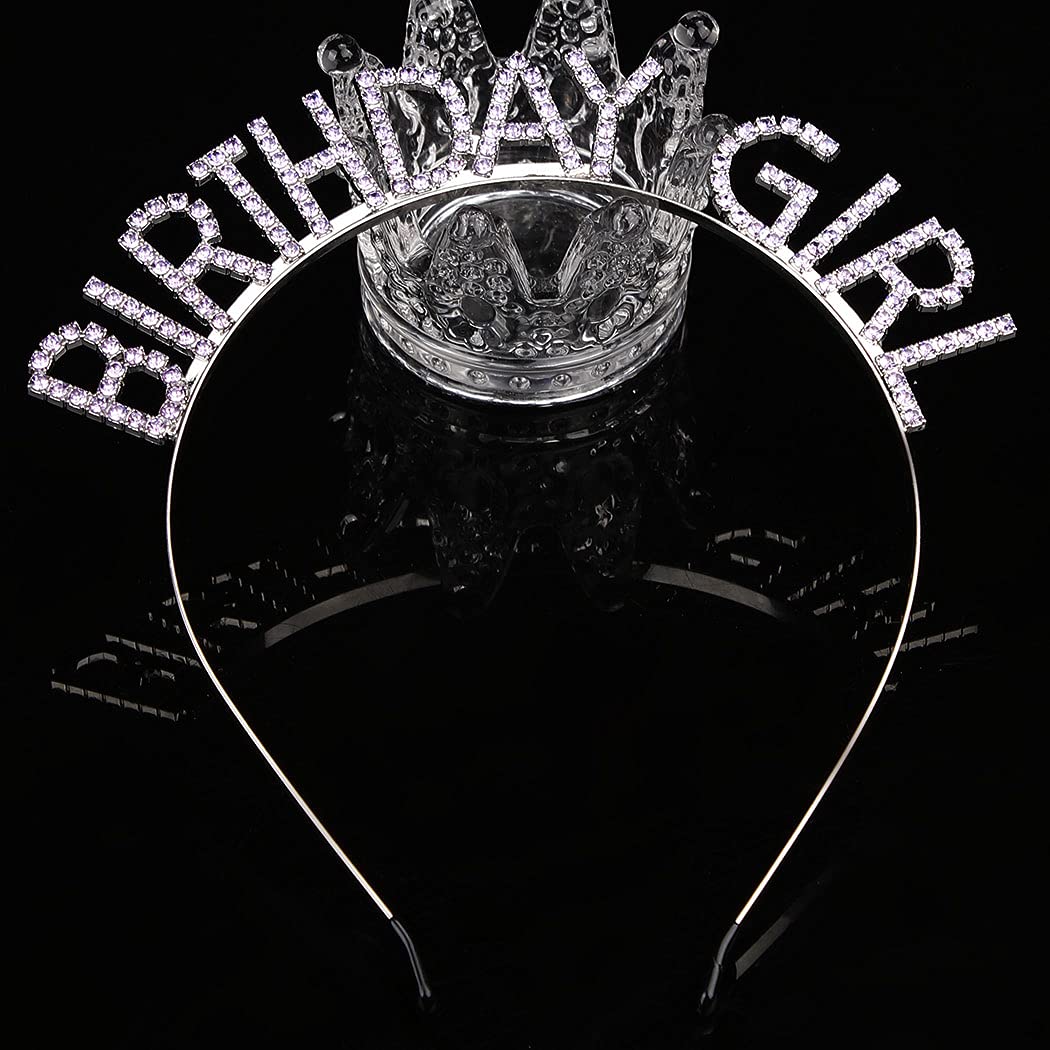AOPRIE Birthday Girl Headband - Baroque Tiara for Women & Girls, Princess Crown Rhinestone Accessory