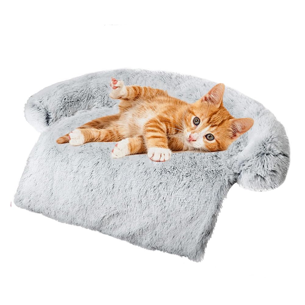Luxurious Calming Dogs/Cats Bed Mats, Dog Pad Washable Removable Couch Cover, Plush Long Fur Mat for Pets, Waterproof Lining, Perfect for Small, Medium and Large Dogs and Cats (Beige, 31"x23")