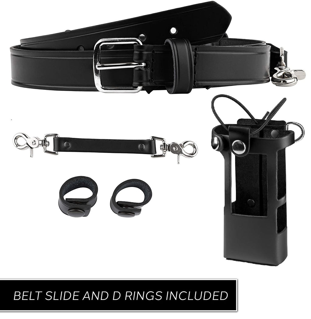 Perfect Fit firefighter radio strap and holder leather Bundle Set Includes radio holster, strap, sway strap, cord keepers