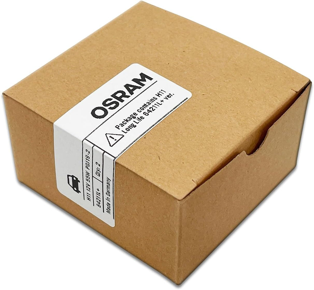 OSRAM H11 OEM Original Standard Halogen Headlight Bulbs 12V 55W 64211L+ (Long Life) Made in Germany | Pack of 2