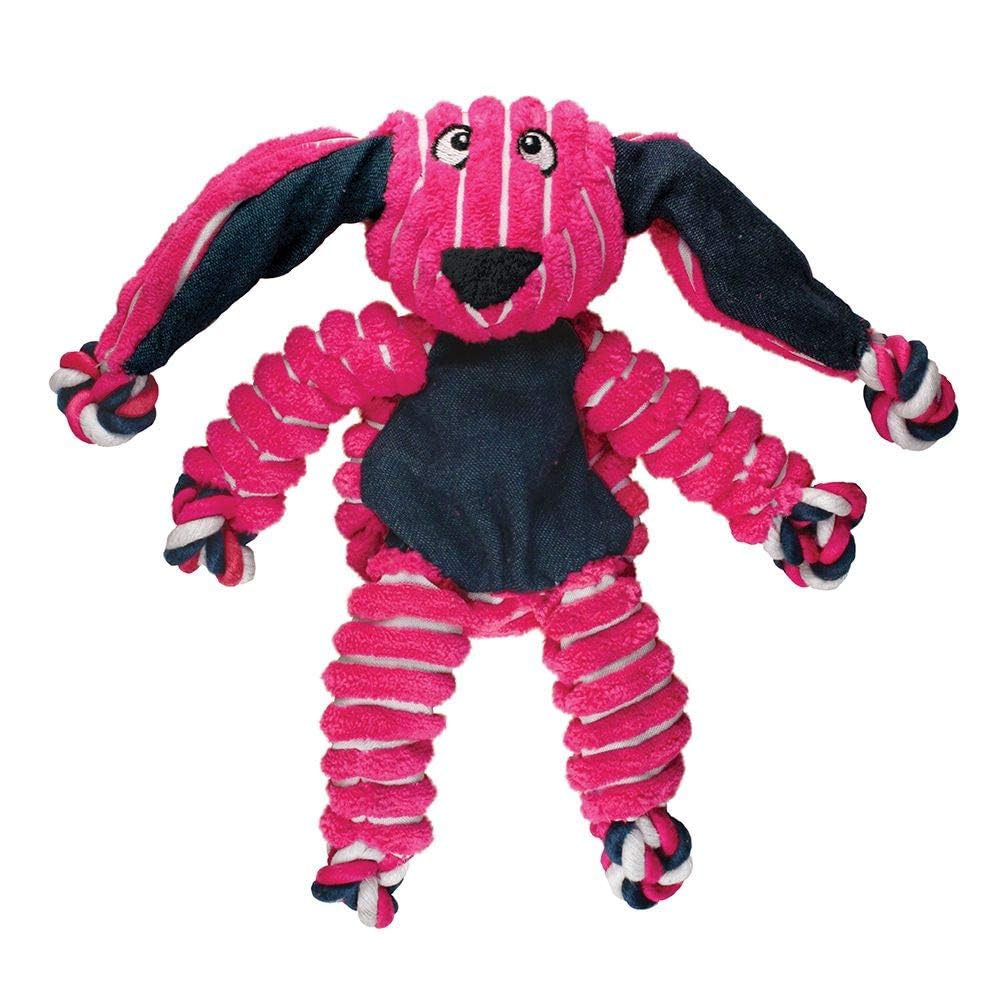 KONG Floppy Knots - Durable No‑Stuffing Squeaky Rope & Plush Dog Toy - for Teething, Playing (Bunny, Small/Medium)