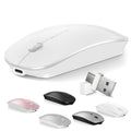 Mouse for MacBook Wireless Bluetooth Mouse Laptop MacBook Air Mac Pro Rechargeable Silent PC iPad Optical Mouse with Dual Mode Switch Bluetooth 5.2/3.0 and 2.4GHz USB Type-C Receiver Rose Gold