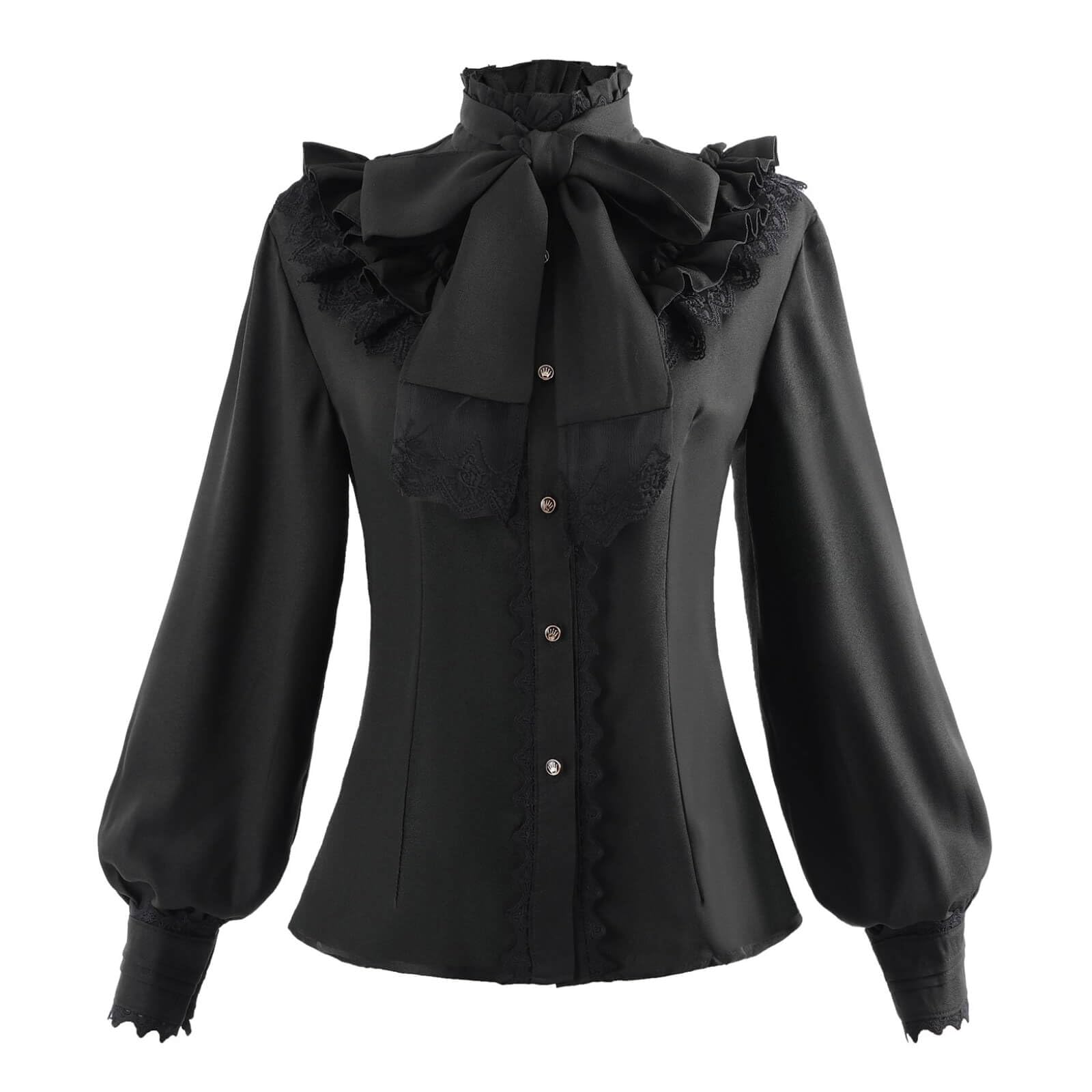 Nuoqi Victorian Blouse Womens Gothic Shirt Vintage Long Sleeve Lotus Ruffle Tops