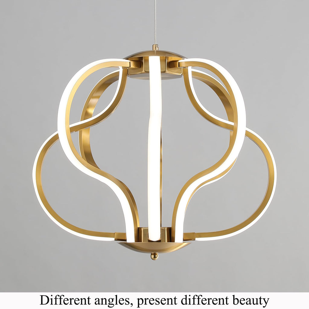 Modern Gold LED Chandelier with Remote Control, Dimmable LED Chandelier with 3 Color Temperature,8 Lights Hanging Pendant Lights for Dining Room Foyer Entryway Kitchen Living Room