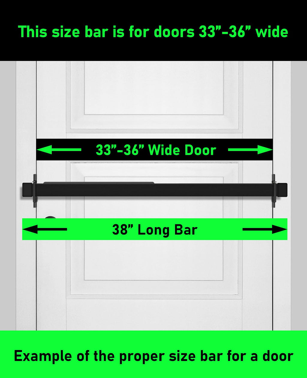 Door Security Bar-by Doorricade-Secure The Entire Width of Your Inward Opening Front Door-Safe Room. Fits Doors up to 32" Wide-Black Edition.