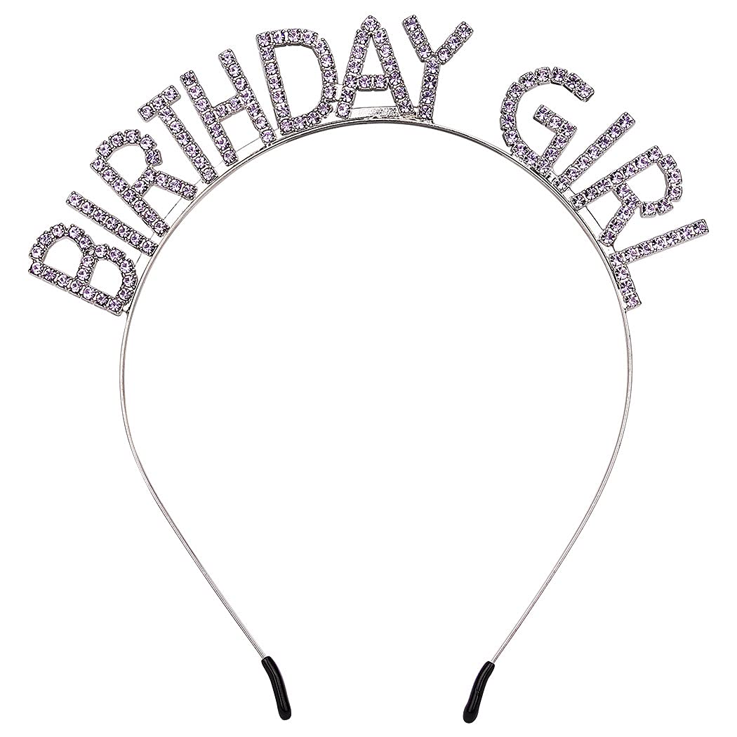 AOPRIE Birthday Girl Headband - Baroque Tiara for Women & Girls, Princess Crown Rhinestone Accessory