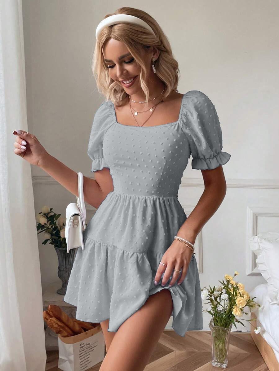 Narecte Summer Dresses for Women 2026,Tie Backless Swiss Dot Mini Dress,Ruffle Hem Flowy Casual Dresses