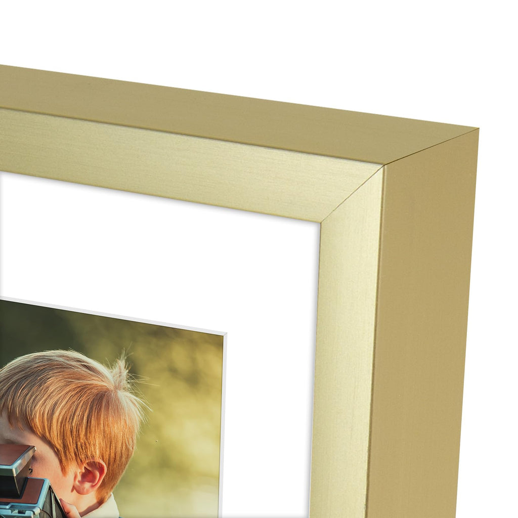 Frametory, 6x8 Aluminum Picture Frame - 6 x 8 Black Frame with Removable Mat for 5 x 7 Photo - 6 by 8 Durable Metal Frame with Real Glass - Sawtooth Hanger for Easy Wall Display - 1 Pack