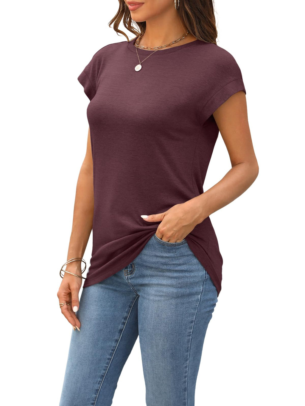 SUNBS 3 Pack Womens Summer Cap Sleeve T Shirts Business Casual Dressy Tops