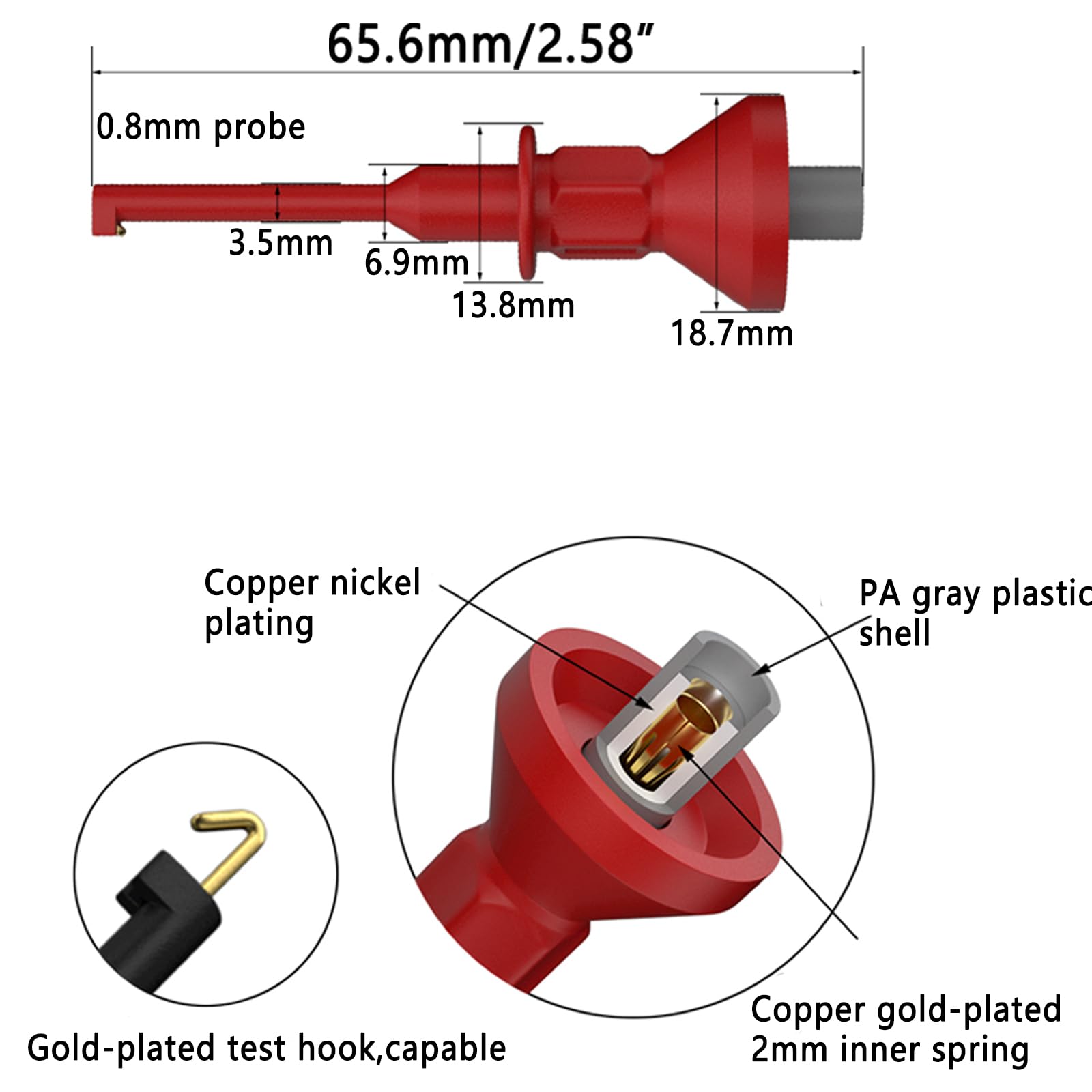 12pc Multimeter Test Leads,Test Leads with Alligator Clips,Test Hook,Banana Plug Leads,Telescopic Testing Hook,Suitable for Fluke, Kaiweets, Innova Multimeter, Voltmeter, Clamp Meter