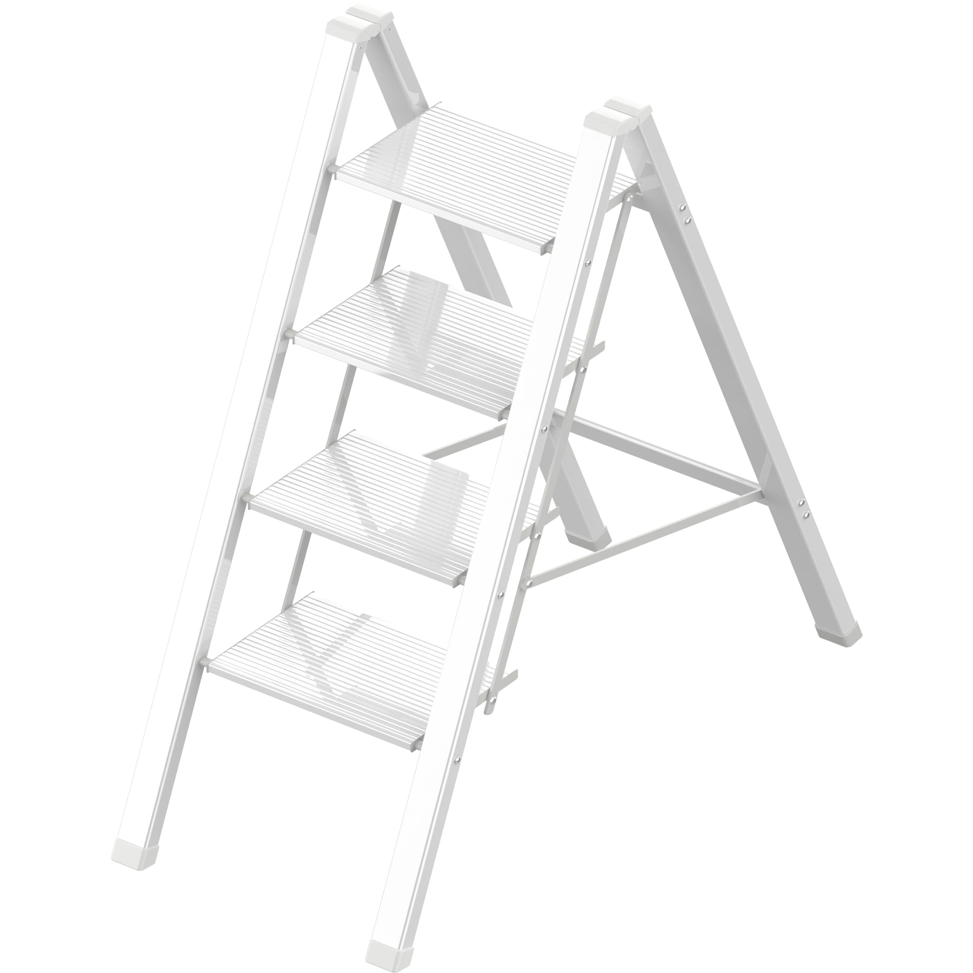 2 Step Lightweight Folding Ladder for Home, 330lbs Aluminum Step Ladder Anti-Slip for Kitchen, Step Stool Foldable Adults for Closet, 330lbs - Black