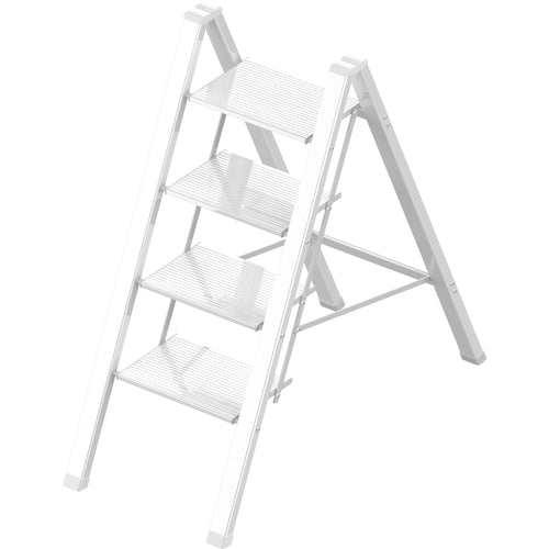 2 Step Lightweight Folding Ladder for Home, 330lbs Aluminum Step Ladder Anti-Slip for Kitchen, Step Stool Foldable Adults for Closet, 330lbs - Black
