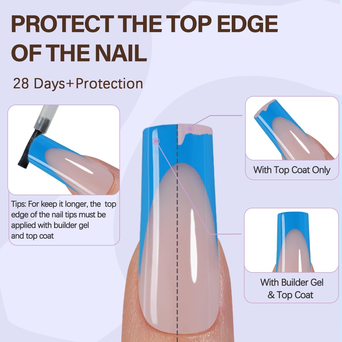 Misssix XBASICTIPS French Tip Press On Nails, 300Pcs French Gel Nail Tips Long Square, Soft Gel Pre-shaped No Need to File 3 in 1 Tips, Fake Nails for Nail Art DIY Extension Designs 15 Sizes