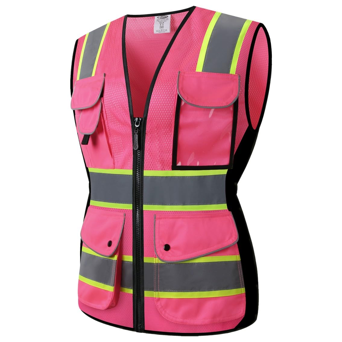 JKSafety Women Hi-Vis Reflective Safety Vest | Neon Color body Sewed Reflective Strips Breathable Lightweight ANSI Compliant