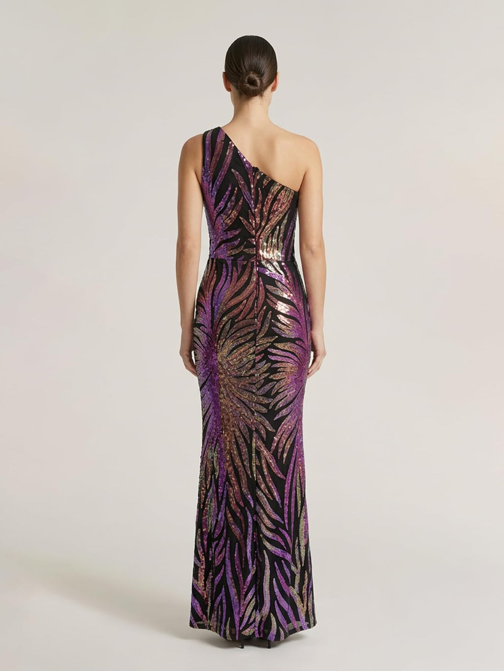 Giffniseti Women's One Shoulder Holographic Sequin Dresses Evening Gown Formal Prom Maxi Dress