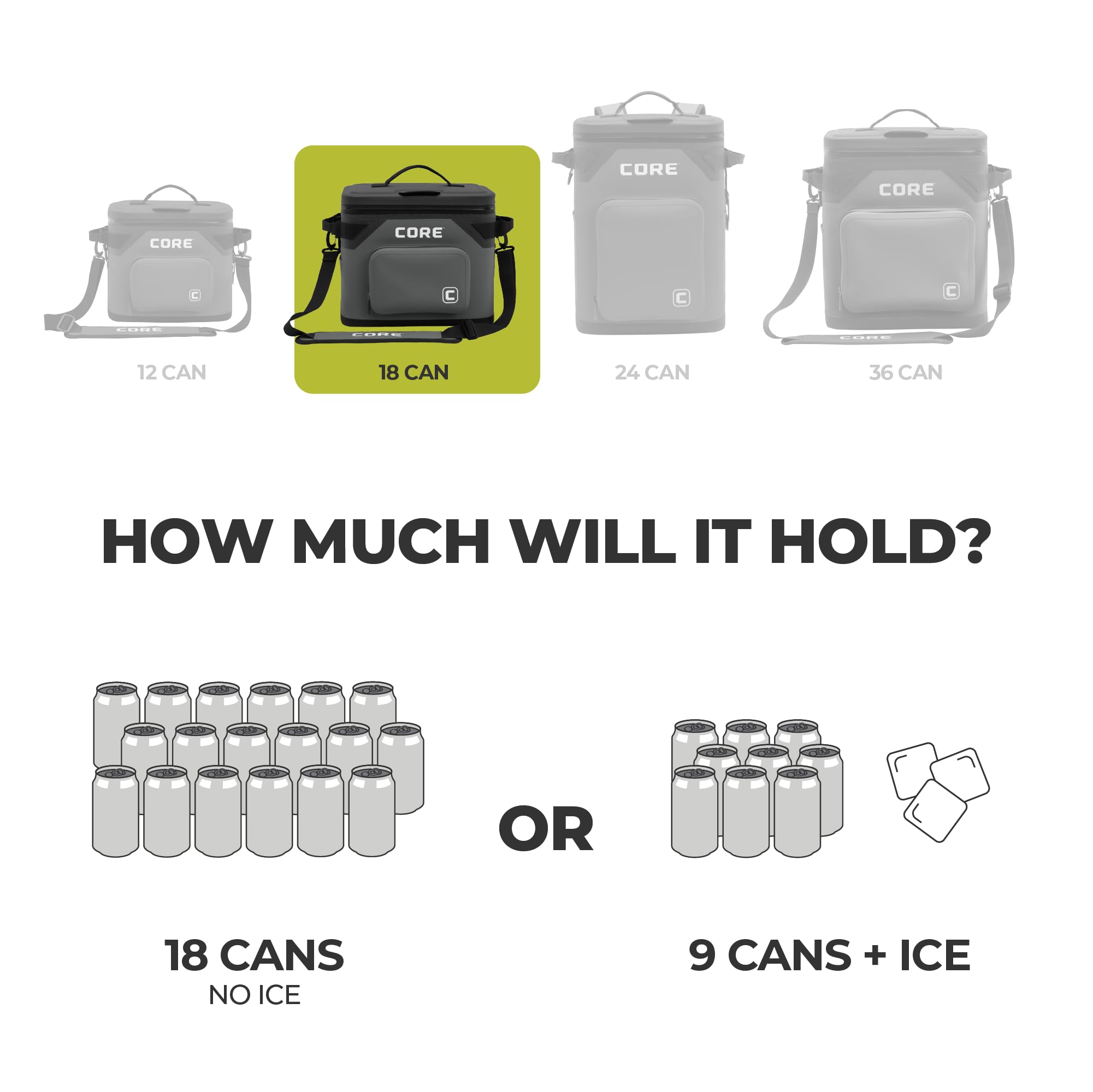 CORE Magnetic Leak Proof Soft Cooler with Waterproof Zipper | Insulated Bag Portable Ice Chest Box | Best Soft Cooler for Food & Beverages for Tailgating, Car Camping, Travel, and Family Beach Picnics
