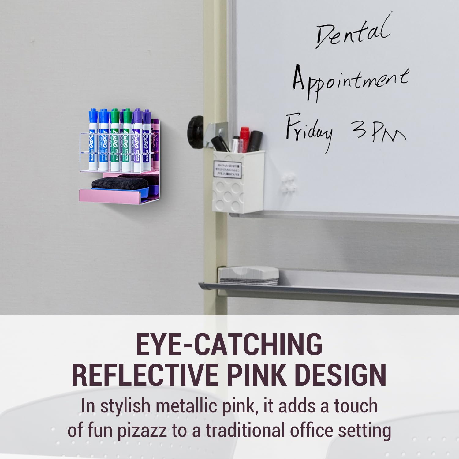 MyGift Dry Erase Marker Holder 10 Slots Whiteboard Marker Holder for Wall Dry Erase Eraser Holder Wall Mount Black