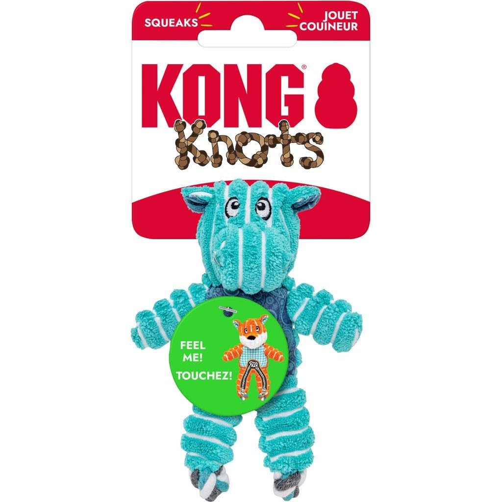 KONG Floppy Knots - Durable No‑Stuffing Squeaky Rope & Plush Dog Toy - for Teething, Playing (Bunny, Small/Medium)