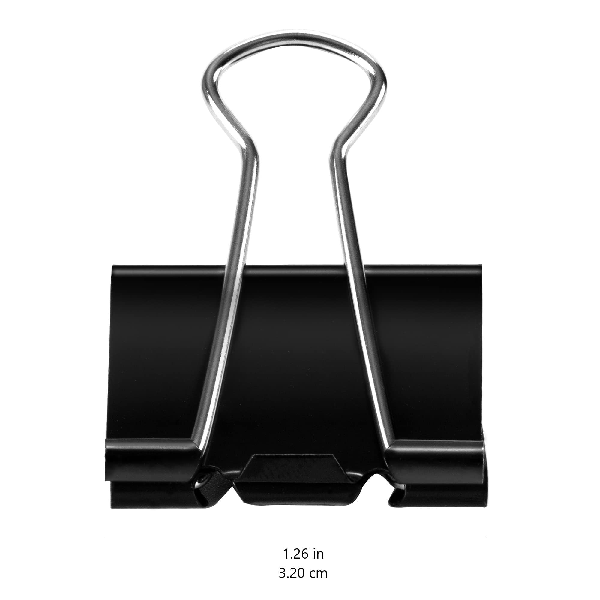 Amazon Basics Sturdy Binder Clips for Office Use, 96 Count, Medium, 1.25 in, Black (Pack of 12)