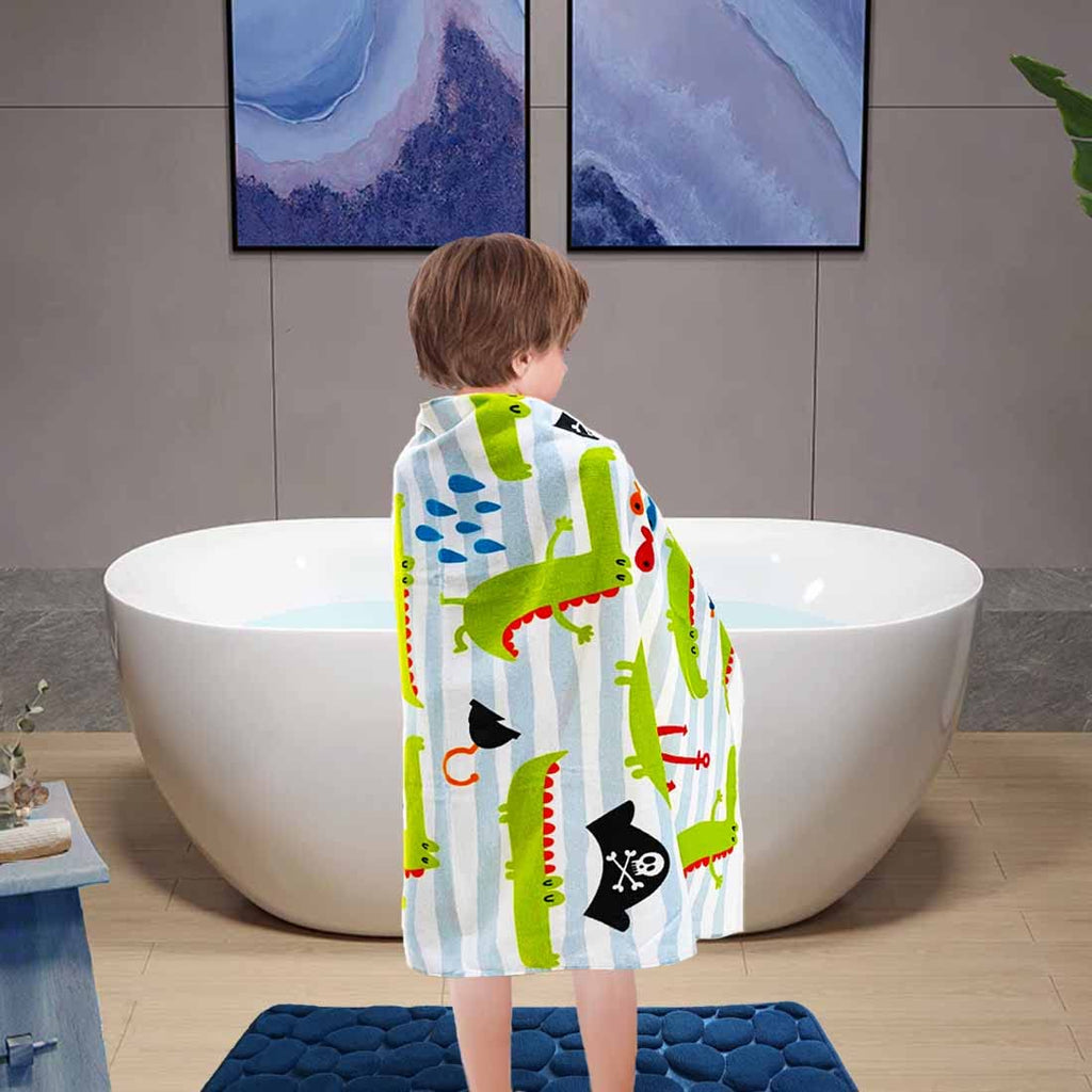 Kids Beach Towel Velour Terry Blanket Throw 100% Cotton Super Soft Absorbent 25.5X51 inches for Bath Swimming Sports Camping Holiday Picnic, Bus Coconut Parasol Lounge Audio Player.