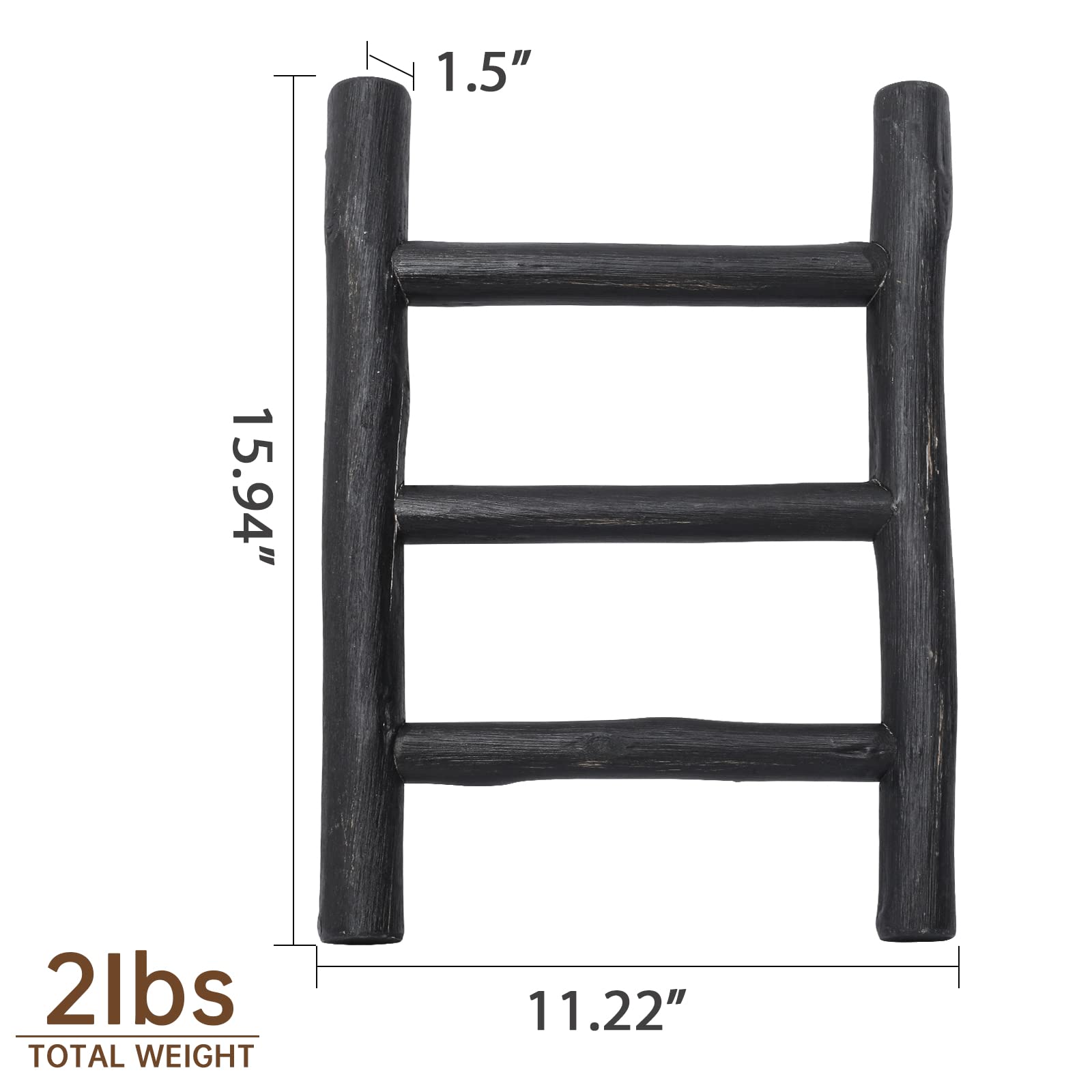 FUIN 57in Wood Blanket Ladder Living Room Decorative Wall Leaning Farmhouse Quilt Display Holder Rustic Wooden Towel Rack for Bathroom, Black