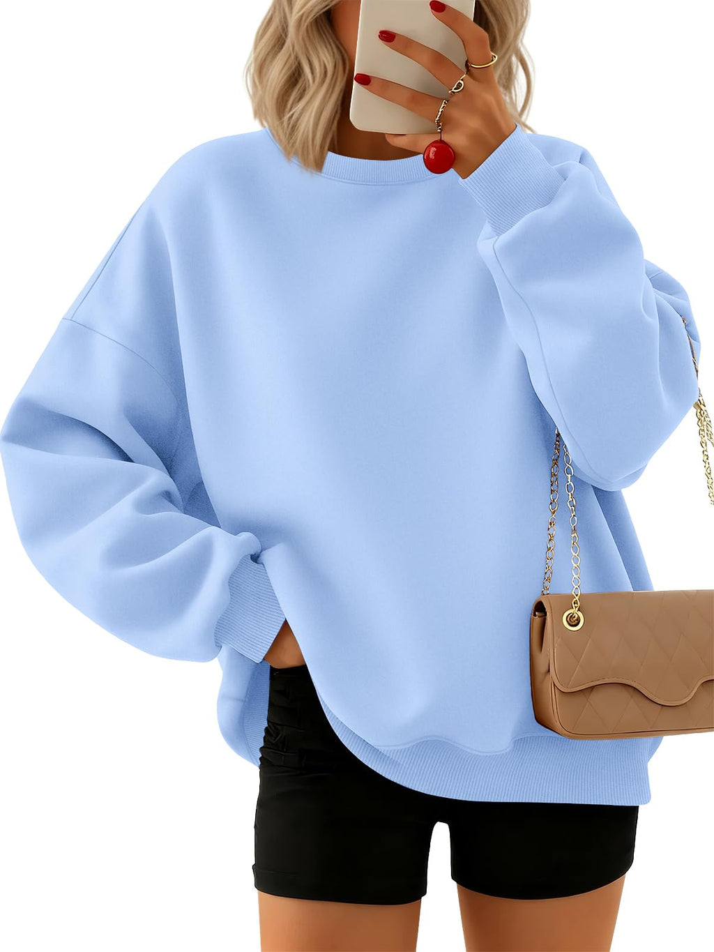 Trendy Queen Sweatshirts for Women Hoodies Oversized Crewneck Tops Sweaters Comfy Fall Winter Outfits Clothes 2026 Fashion