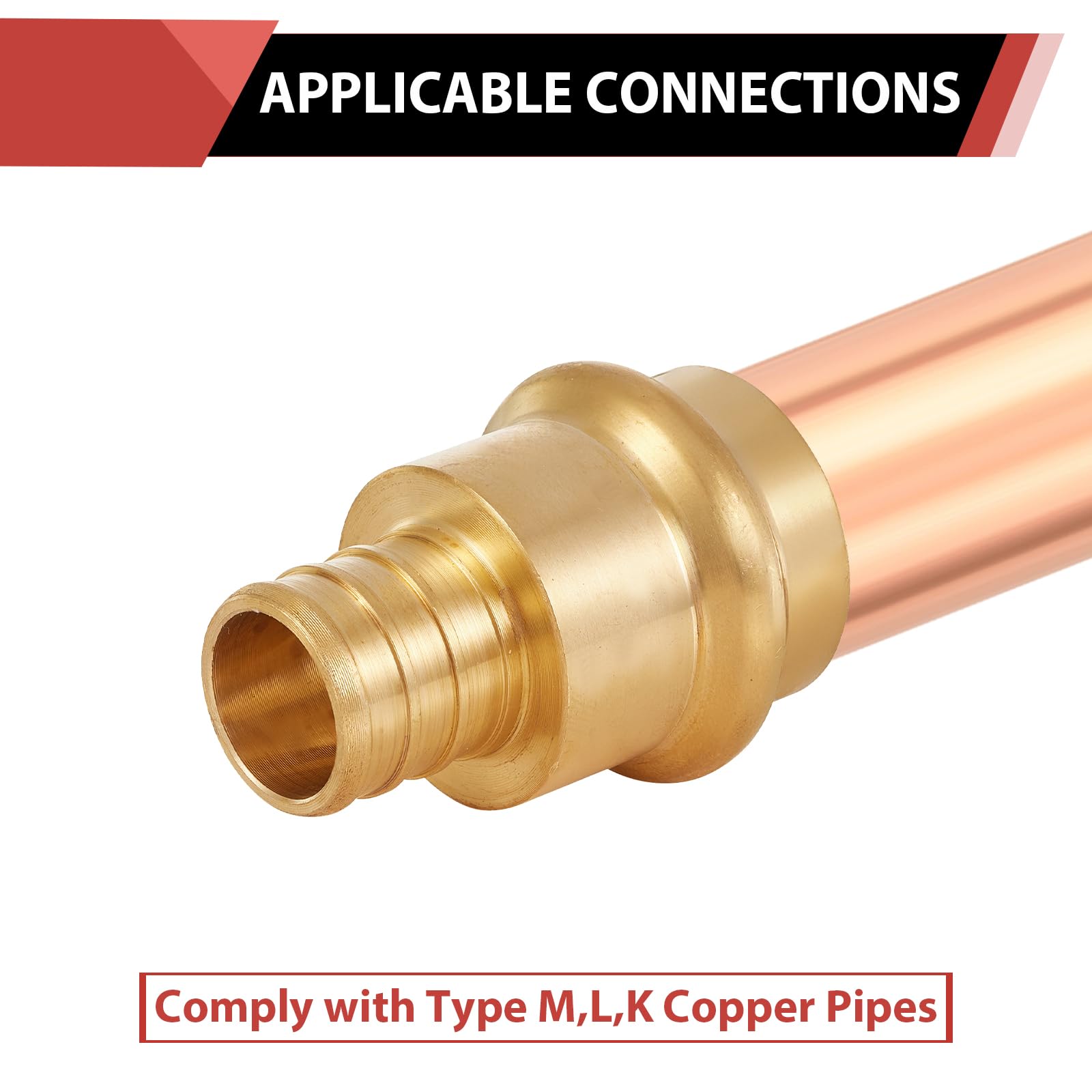 (Pack of 2) EFIELD 1" Copper Press X 1" PEX Crimp Coupling Brass Adapters For Copper and Pex Pipe Connection,(PEX1807388-2PCS)
