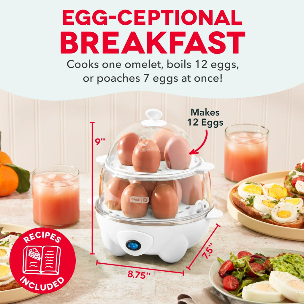 Dash Deluxe Egg Cooker - Boiler, Poacher & Steamer - Includes Measuring & Recipe Guide - Dishwasher Safe - BPA Free - Holds 12 Eggs, Aqua
