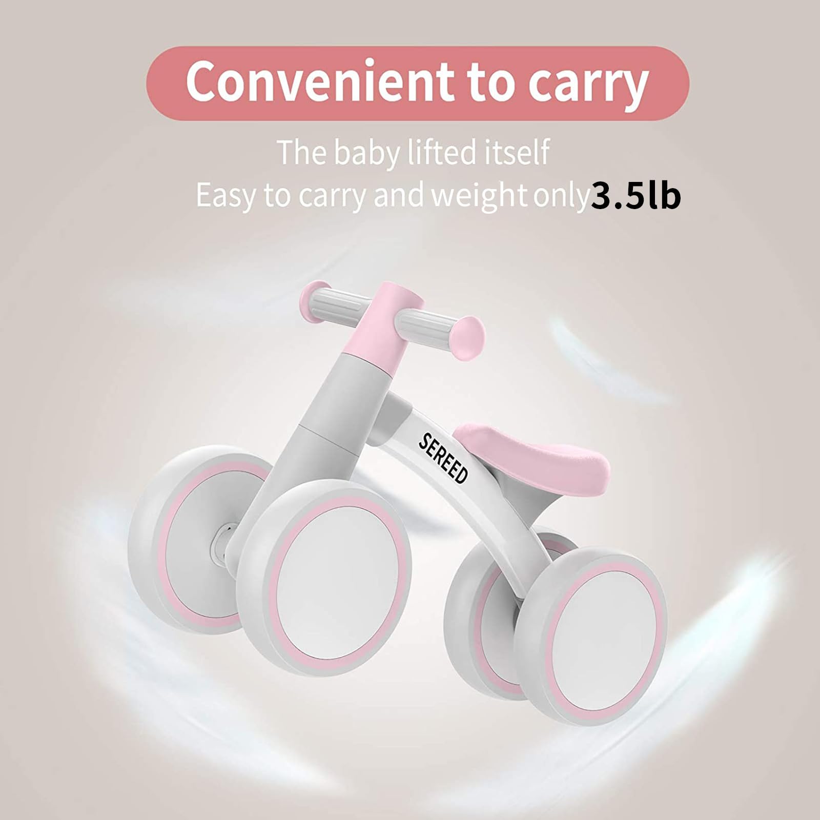 SEREED Baby Balance Bike for 1 Year Old Boys Girls 12-24 Month Toddler Balance Bike, 4 Wheels Toddler First Bike, First Birthday Gifts