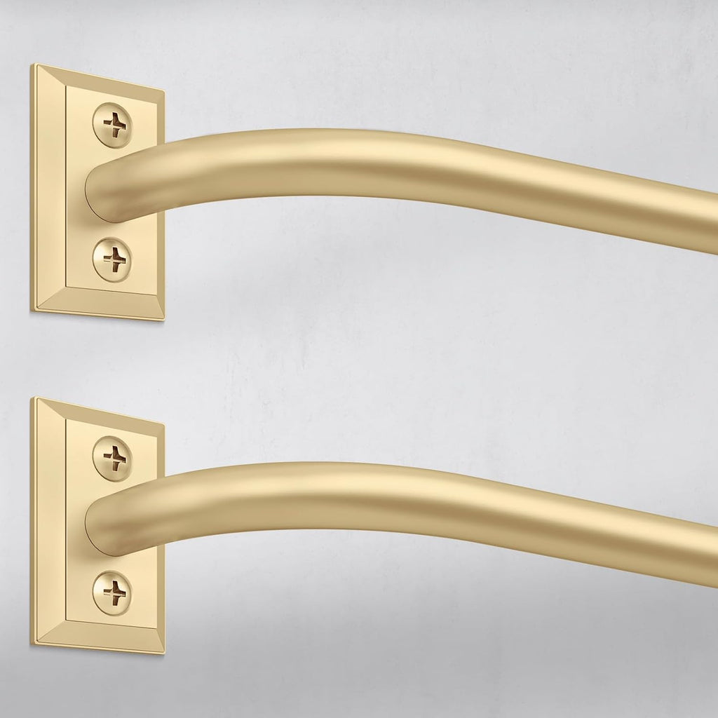 Hei!Dear 2 Pack Blackout Curtain Rod for Windows 28 to 48 inch (2.33-4Ft), Wrap Around Room Darkening Curtain Rods, 5/8" Samll Adjustable Modern Decorative Window rod,Gold